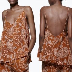 NWT Zara Brown Bandana Tank Sleeveless Open Back
